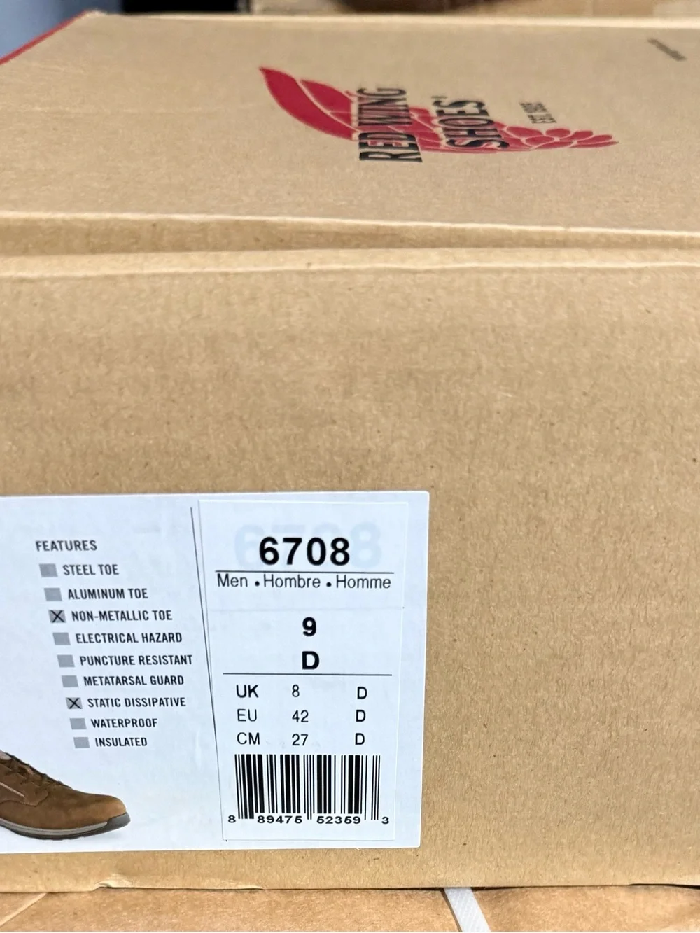 NEW Red Wing 6708 ComfortPro Safety Toe Work Shoes Men’s 9D Brown NIB